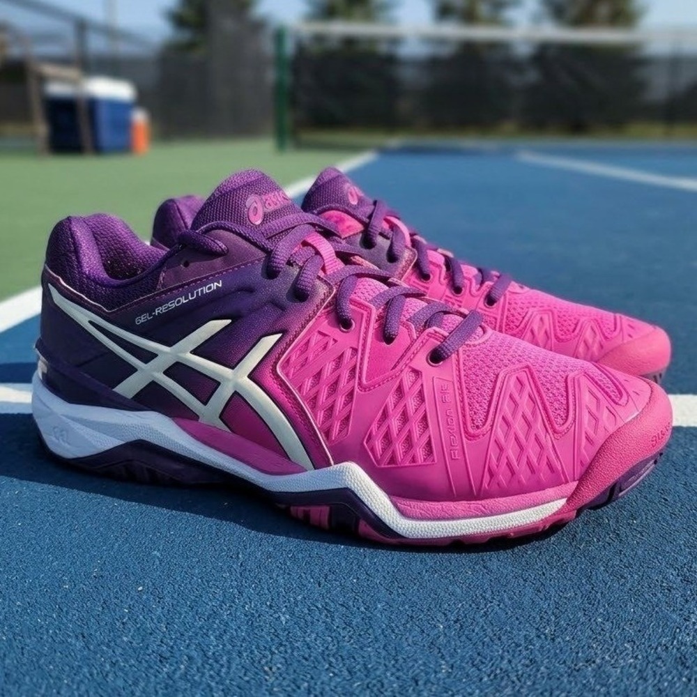 Asics Gel-Resolution 6 Womens Tennis Shoes Pink Purple E550J Size 10